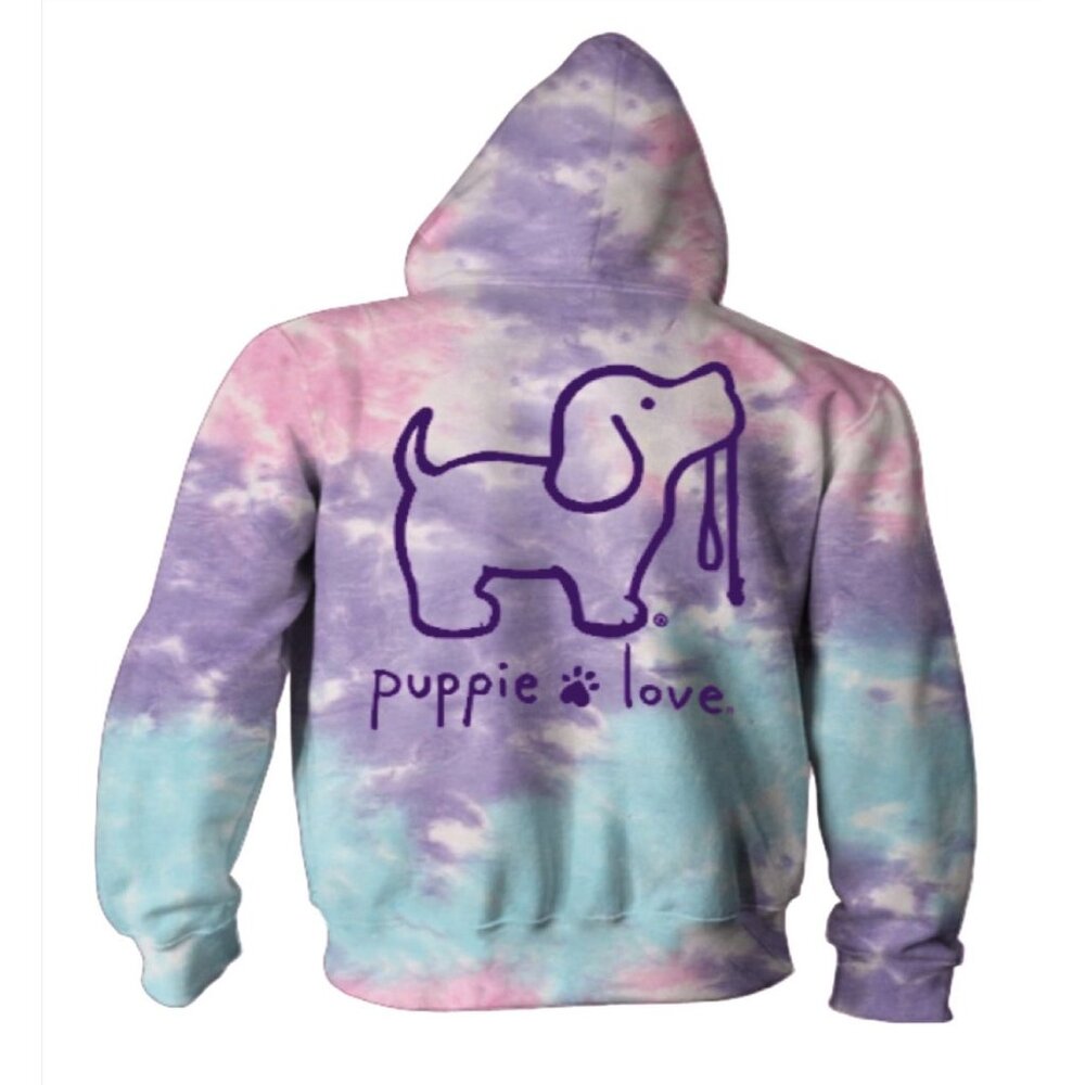 Puppie Love Dog Cotton Candy Tie Dye Pup Pullover Hoodie - NEW Fast Ship
